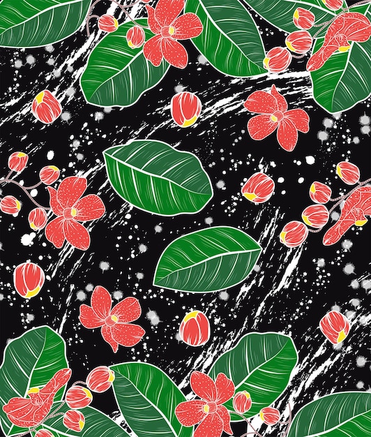 Традиционный узор батик простые листья для текстиля абстрактный цветочный узор батик бангка белитунг