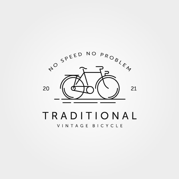 Traditional bicycle bike line art logo vintage