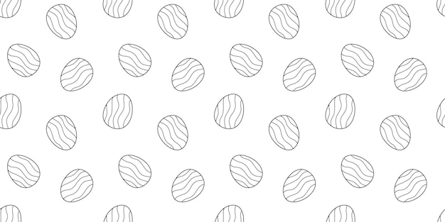 Traditional black contoured Easter Eggs Seamless doodle Pattern isolated on white background Simple monochrome hand drawn outline illustration Perfect for wallpaper or fabric