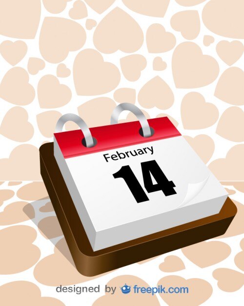 Vector traditional calendar valentines day