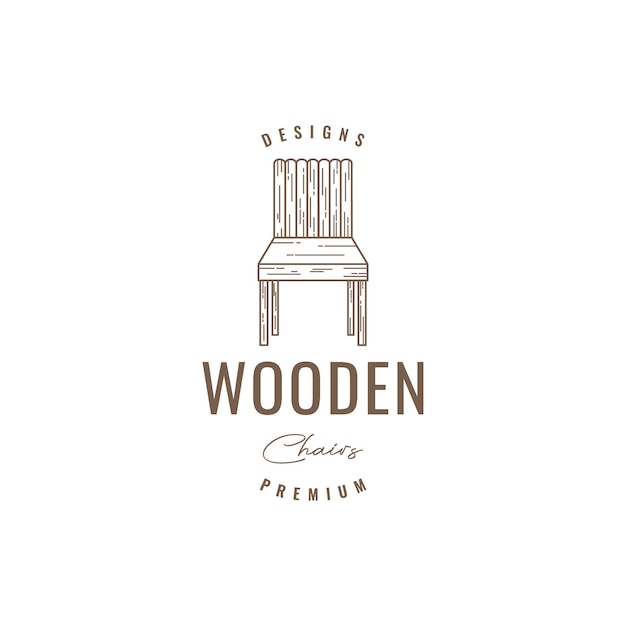 Traditional chair wood engrave hipster logo design vector icon illustration template