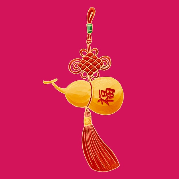 Traditional Chinese Antique Gourd Pendant With Tassels