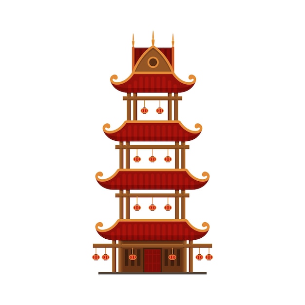 Traditional chinese building pagoda ancient cultural oriental architecture object vector