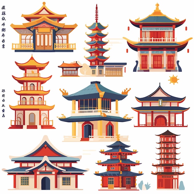 Vector traditional_chinese_buildings_asian_architecture