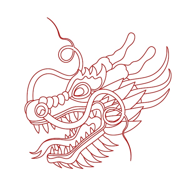 Традиционная китайская векторная иллюстрация знака зодиака головы дракона