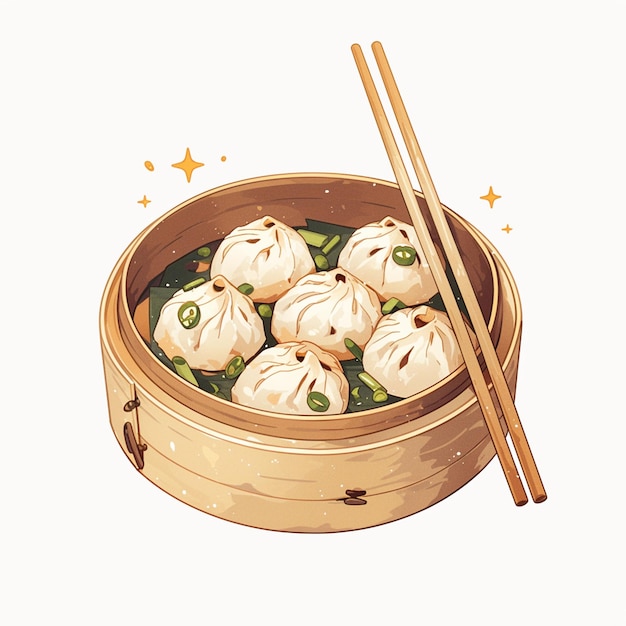Vector traditional chinese dumplings wrapped in bamboo