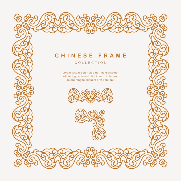 traditional chinese golden frame with floral elements