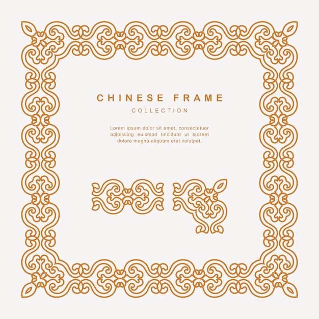 Traditional chinese golden frame with floral elements