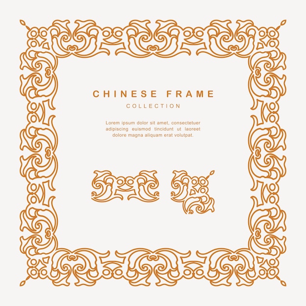 traditional chinese golden frame with floral elements