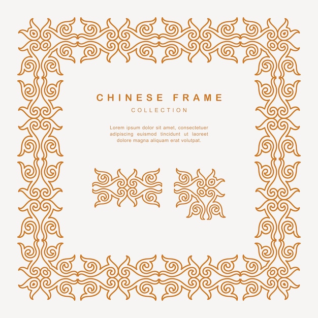 Vector traditional chinese golden frame with floral elements