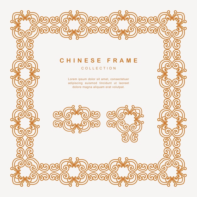 Traditional chinese golden frame with floral elements