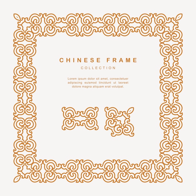 Traditional chinese golden frame with floral elements