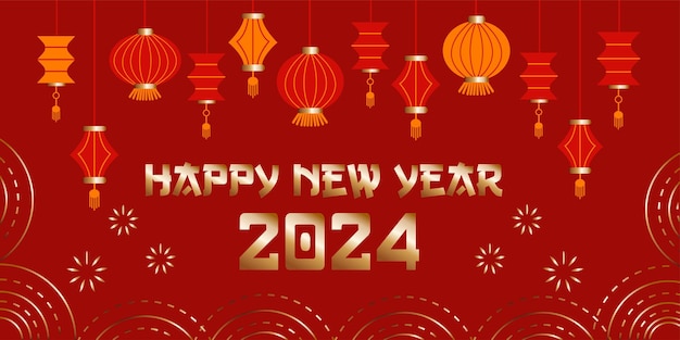 Vector traditional chinese lanternsasian new year red lamps in chinatown new year 2024 vector illustrati