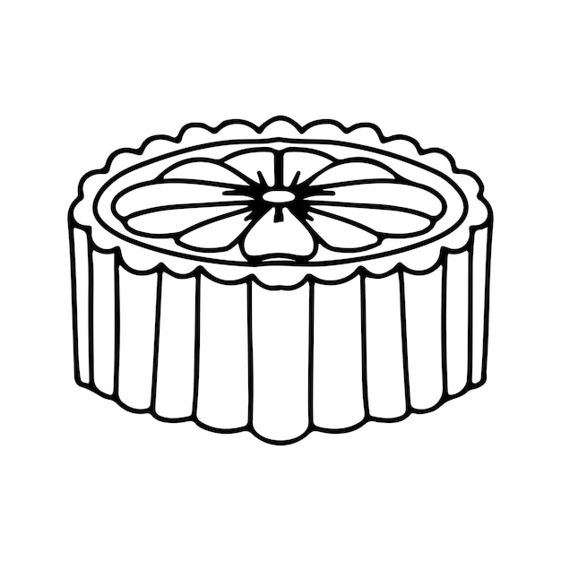 伝統的な中国の月餅ハッピー中秋節ケーキにはさまざまなパターンがあります白い背景に分離された行ベクトル図