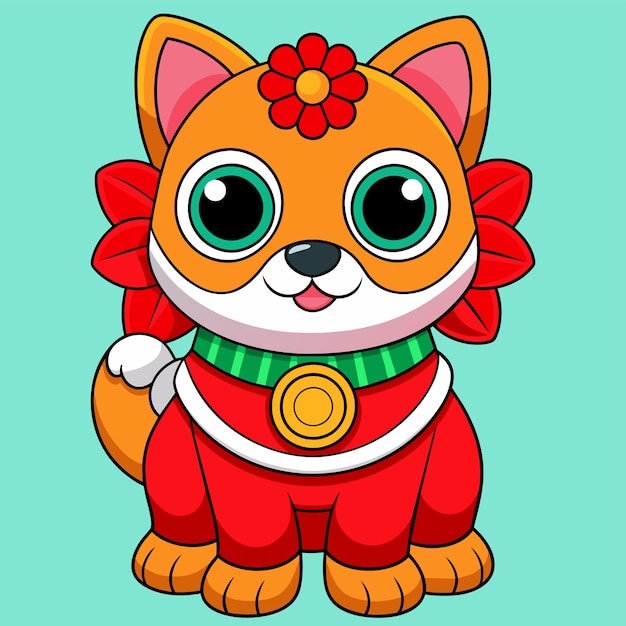 Traditional chinese new year celebration hand drawn mascot cartoon character sticker icon concept