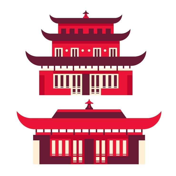 Vector traditional chinese pagoda architecture illustration