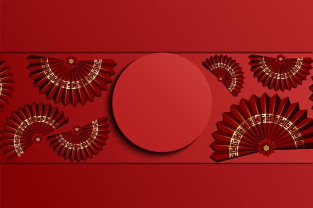 Vector traditional chinese on red background chinese new year celebration