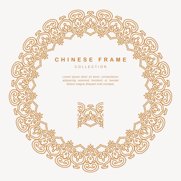 Traditional chinese round frame tracery design decoration elements
