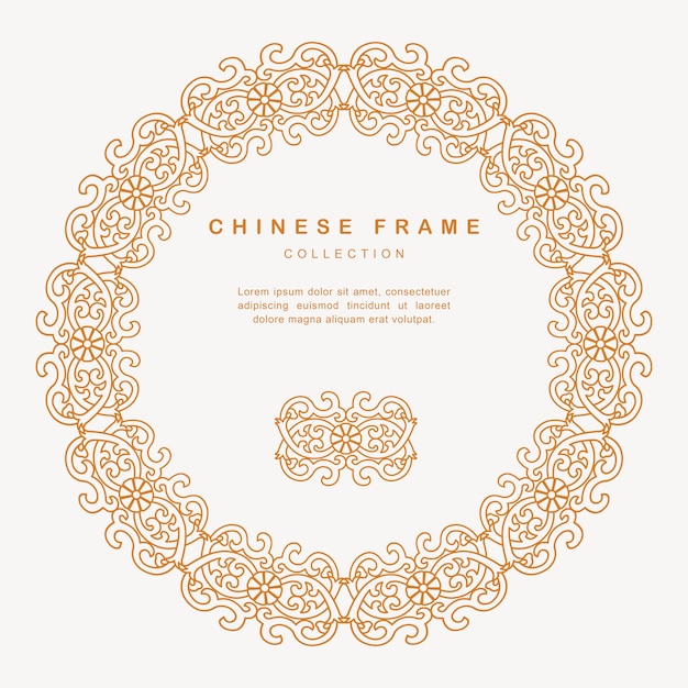 Traditional chinese round frame tracery design decoration elements