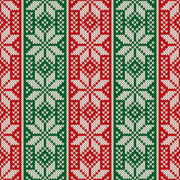 Traditional christmas holiday knitted pattern with snowflakes