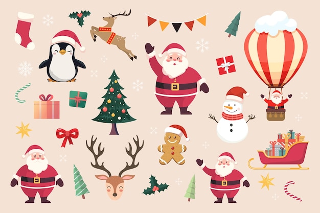 伝統的なクリスマスと新年の要素 クリスマスコレクション