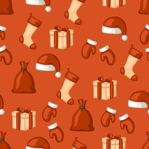 Traditional christmas symbols seamless pattern