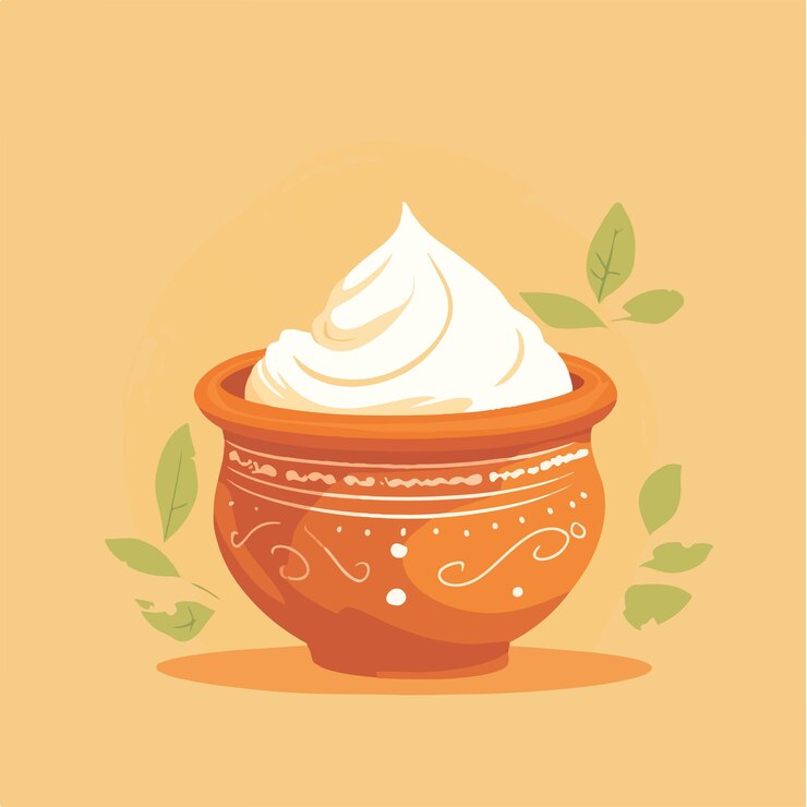 वेक्टर traditional clay pot with saffron makhan cream for janmashtami festival