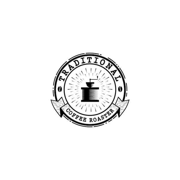 Vector traditional coffee roaster logo badge