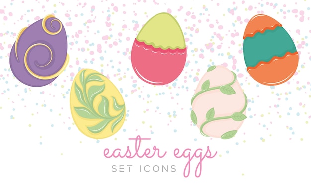 Traditional colored easter eggs icons set Vector