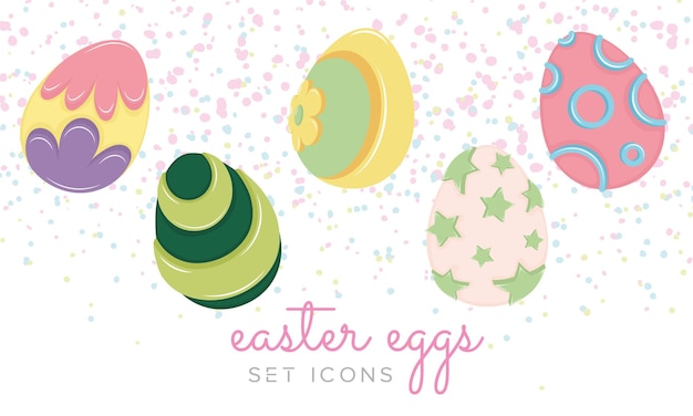 Traditional colored easter eggs icons set Vector