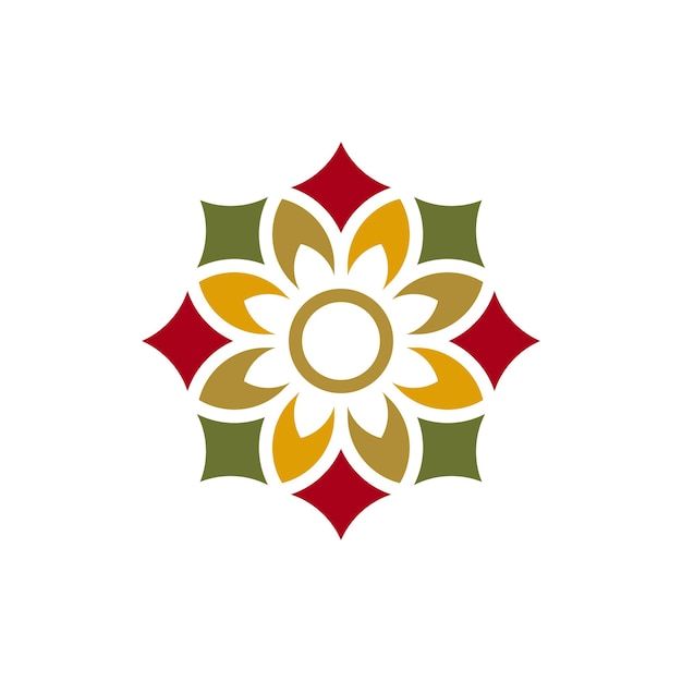 Modello di progettazione del logo con motivo floreale colorato tradizionale
