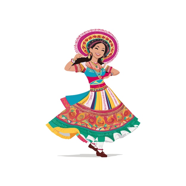 ベクトル 伝統的な踊る女の子のイラスト