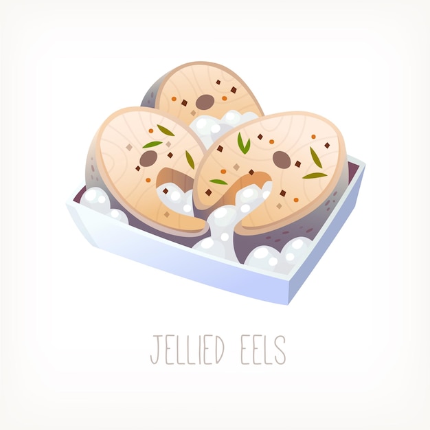 Vector traditional dish of british street food jellied eels chopped boiled eels with jelly vector image