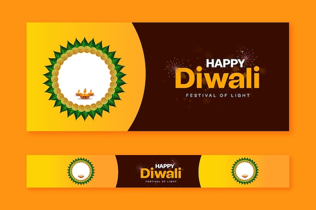 Traditional diwali decorative oil lamp festival celebration card background social media poster or banner