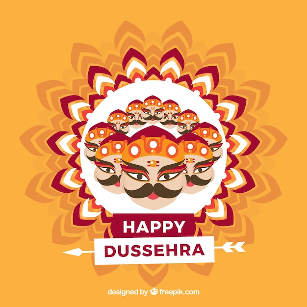 Vector traditional dussehra composition with flat design