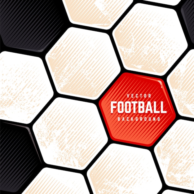 Traditional European Soccer Ball weathered surface background. Vector football grunge background.