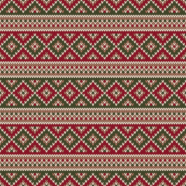 Modello lavorato a maglia in stile fair isle tradizionale. design maglione di natale e capodanno. fondo senza cuciture di lavoro a maglia di vacanza invernale.