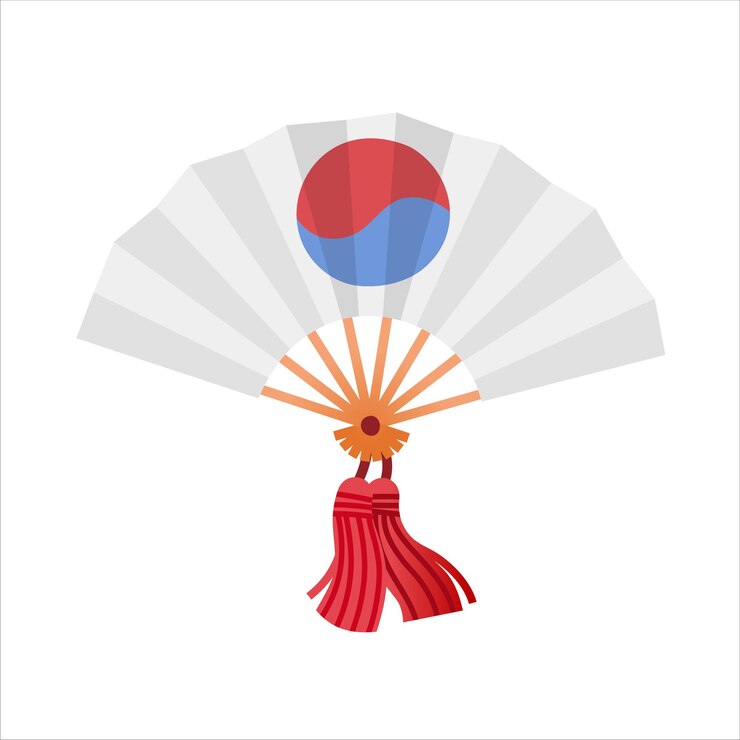 旗の色と韓国の伝統的な扇子