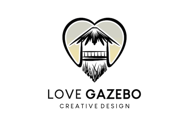 Traditional gazebo logo design in heart with creative concept