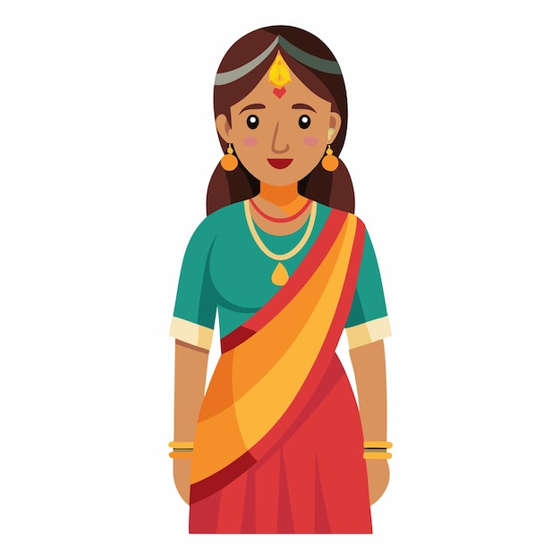 traditional girl character cartoon style vector design