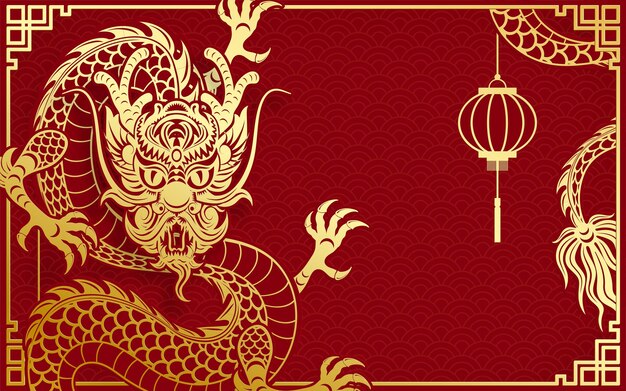 Vector traditional gold chinese dragon design