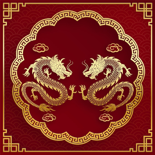 traditional gold chinese dragon design