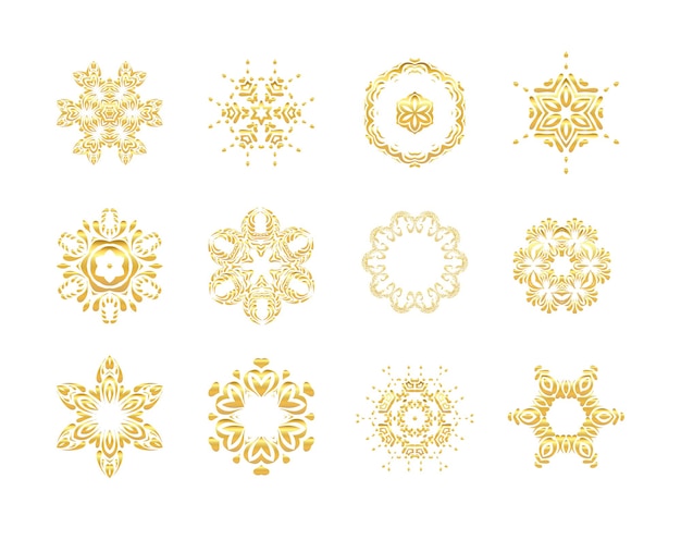 Traditional golden decor on white background Abstract golden ornament