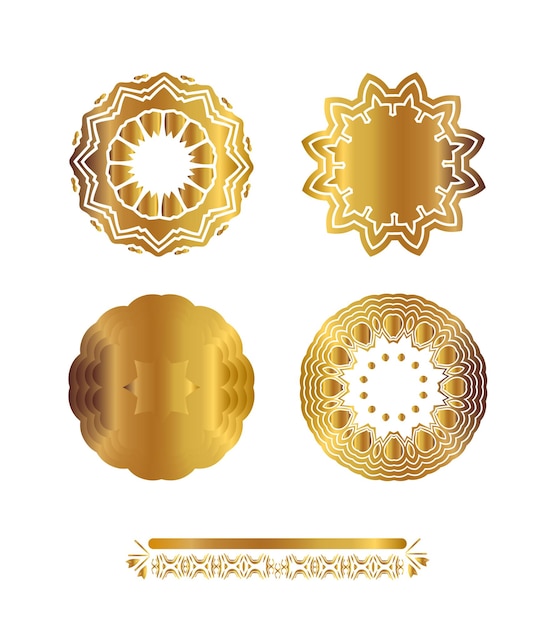 Traditional golden decor on white background abstract golden ornament
