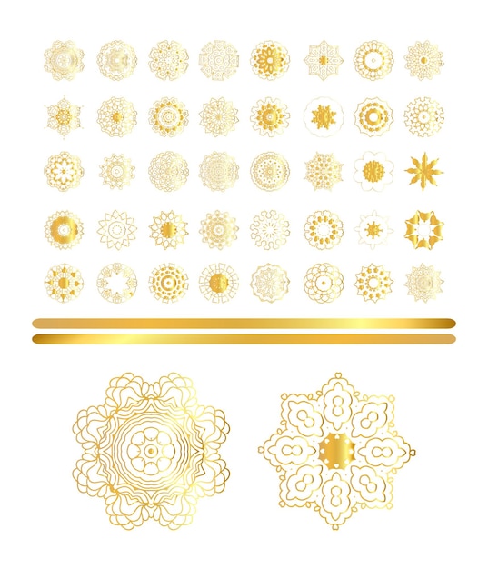 Traditional golden decor on white background Vector illustration