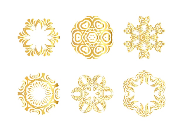 Traditional golden decor on white background