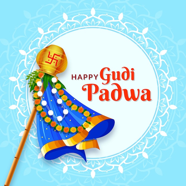 인도 신년 축제를 위한 전통 구디 Gudi Padwa Ugadi