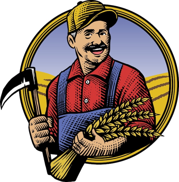 Premium Vector | Traditional hand drawing style of farmer illustration