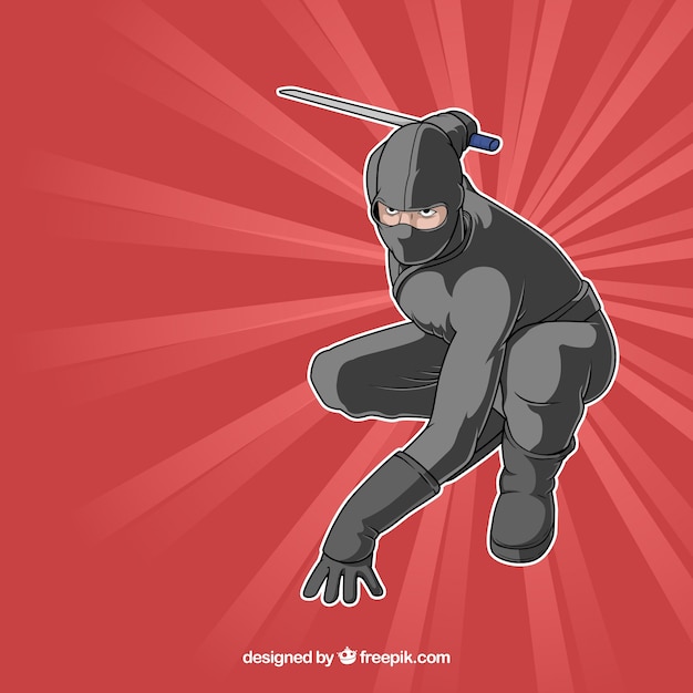 Vector traditional hand drawn ninja warrior background