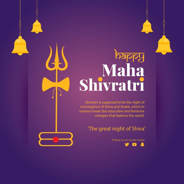 Traditional happy maha shivratri hindu festival banner design template